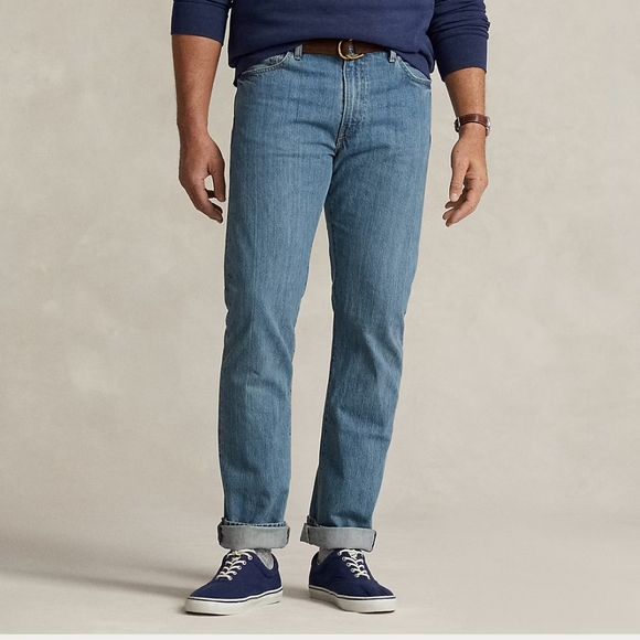 NWT Polo Ralph Lauren Stanton Medium Wash Hampton Relaxed Straight Jeans 52Bx30 - Picture 1 of 7